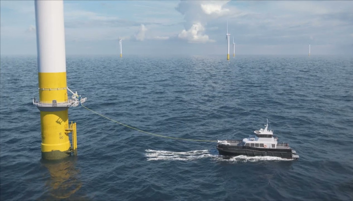 Platform-mounted automated offshore power and charging system